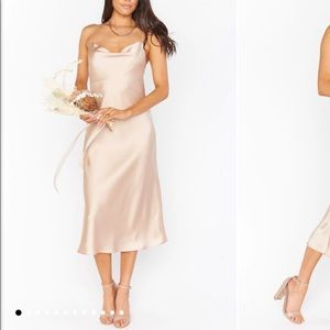 Show Me Your Mumu Verona Cowl Dress in Champagne Luxe Satin. Size Small. New.